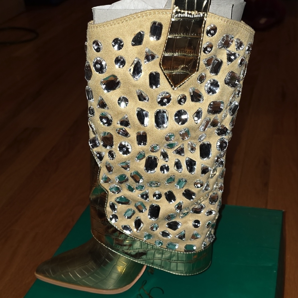 Lauren Lorraine Gold and Silver Embellished Boots